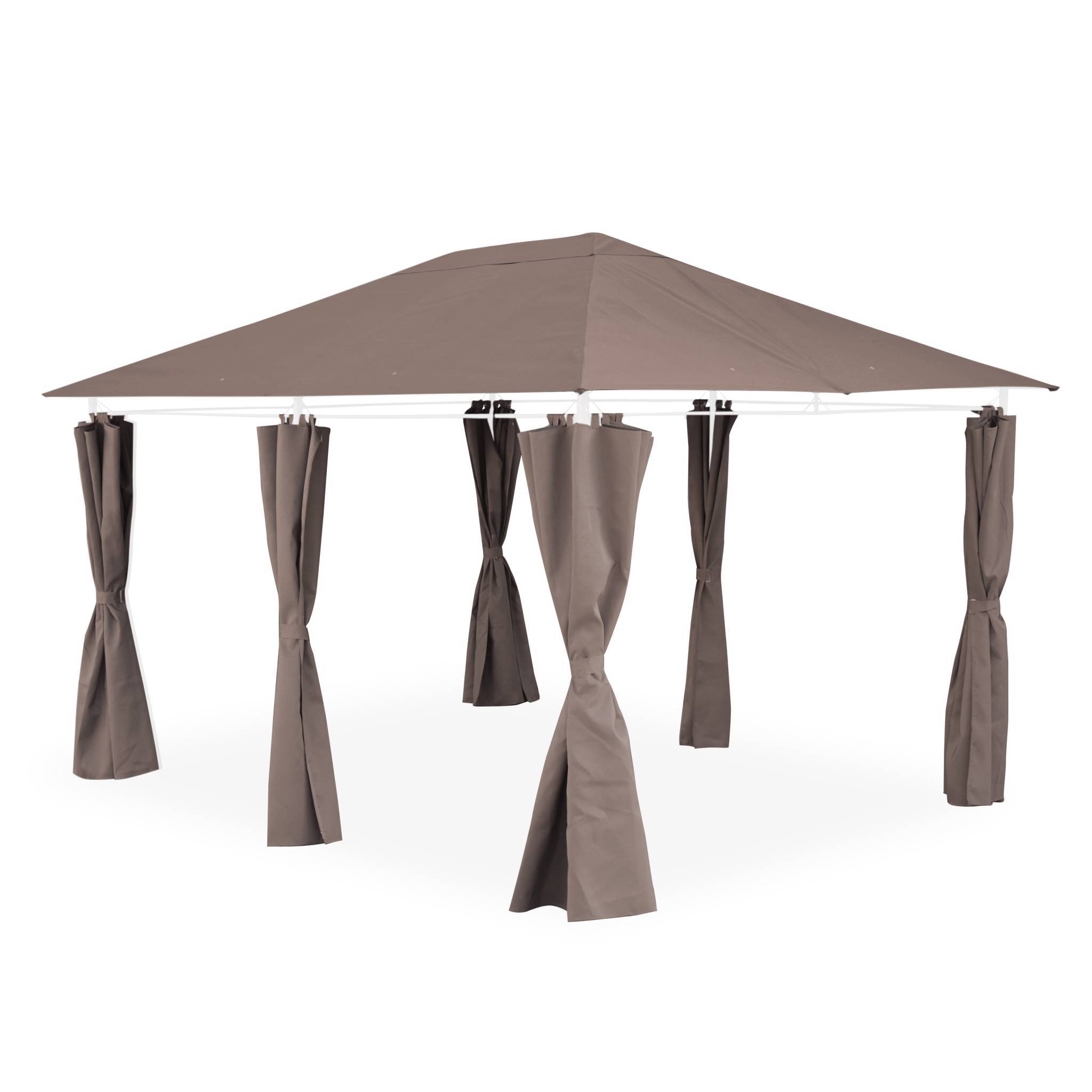 Ensemble complet toile de toit et rideaux taupe pour tonnelle 3x4m Divio - toile de rechange pergola. toile de remplacement | sweeek - Image 1