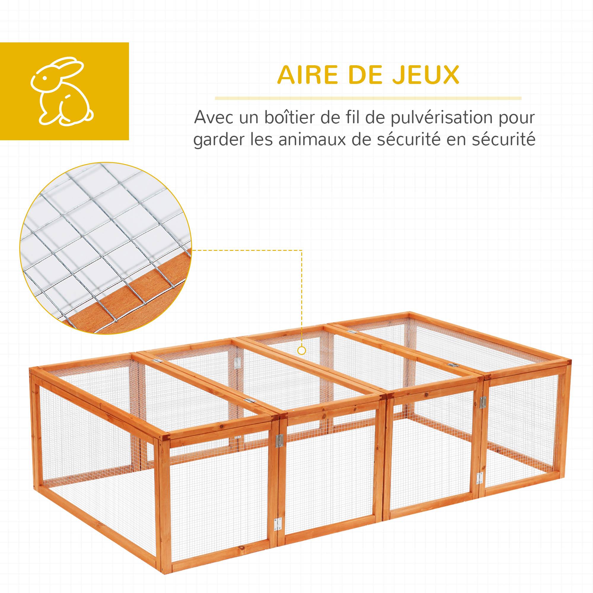 Clapier cage à lapins extérieur intérieur 2 portes supérieures 181L x 100l x 48H cm bois massif pin - Image 8