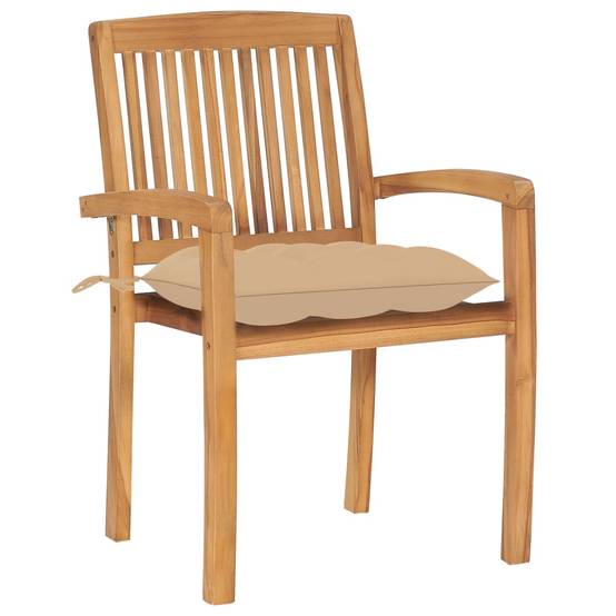 Chaises de jardin empilables lot de 8 teck beige 60 x 57.5 x 90 cm - PANGIVO - Image 3