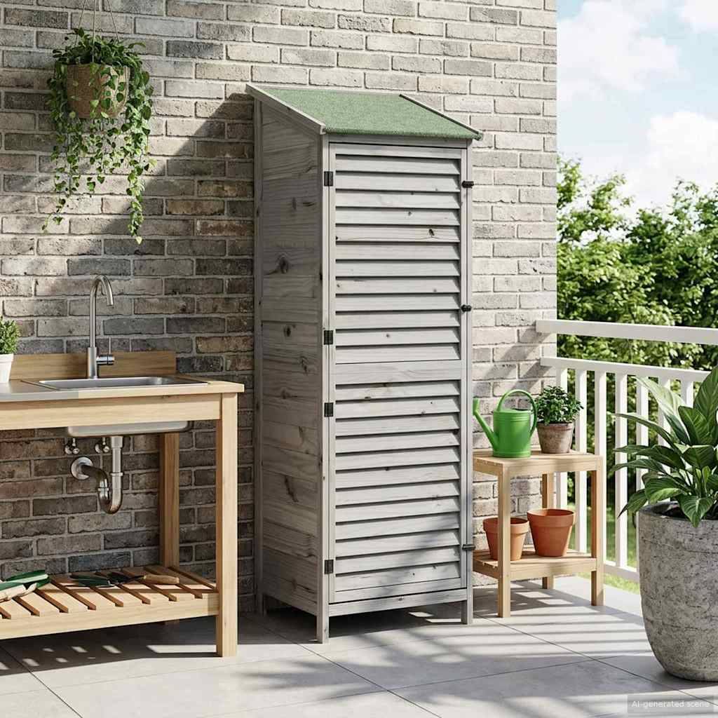 Vidaxl - Abri de jardin Gris 59,5 x 56 x 176,5 cm Bois de Sapin Massif vidaXL 42033462 - Image 4