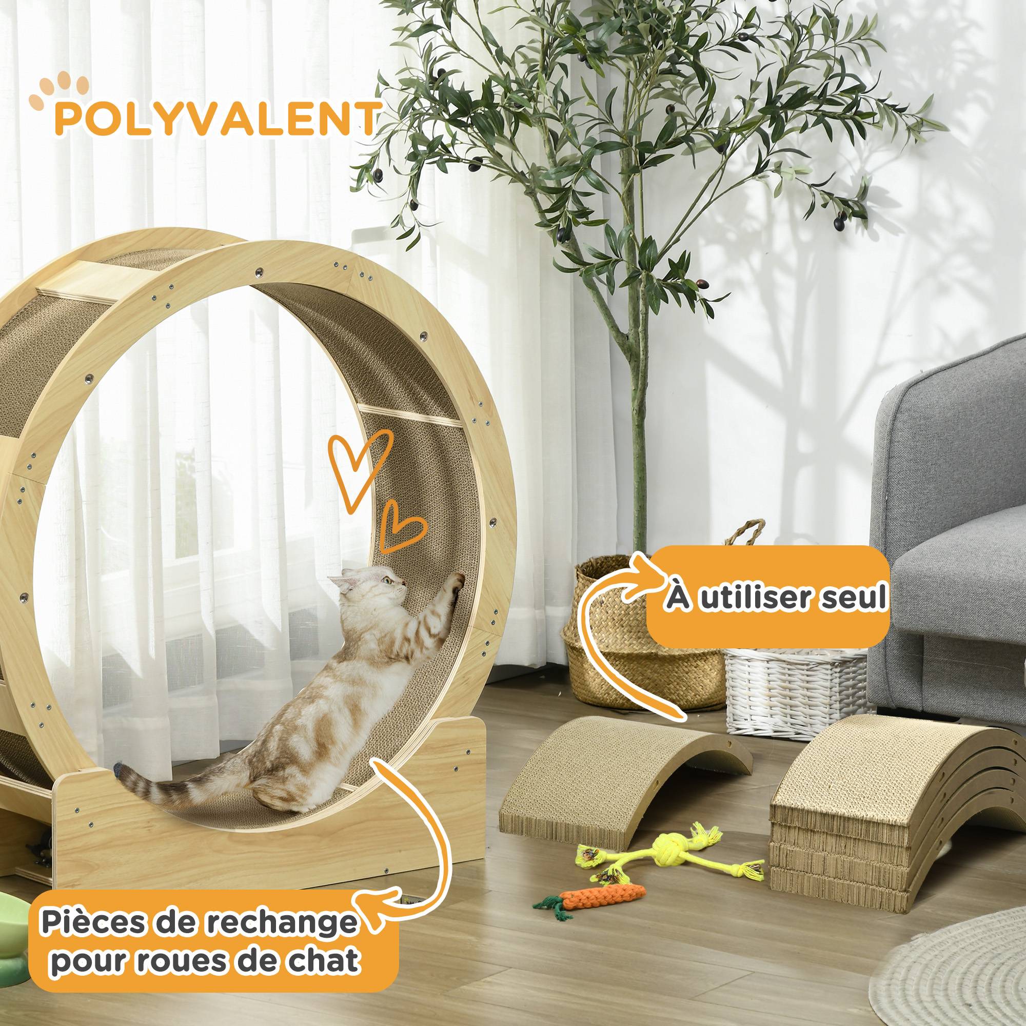 Pawhut - Lot de 4 planches grattoirs réversibles pour chat - dim. 55L x 25,5l cm - carton ondulé double face - Imagen 5
