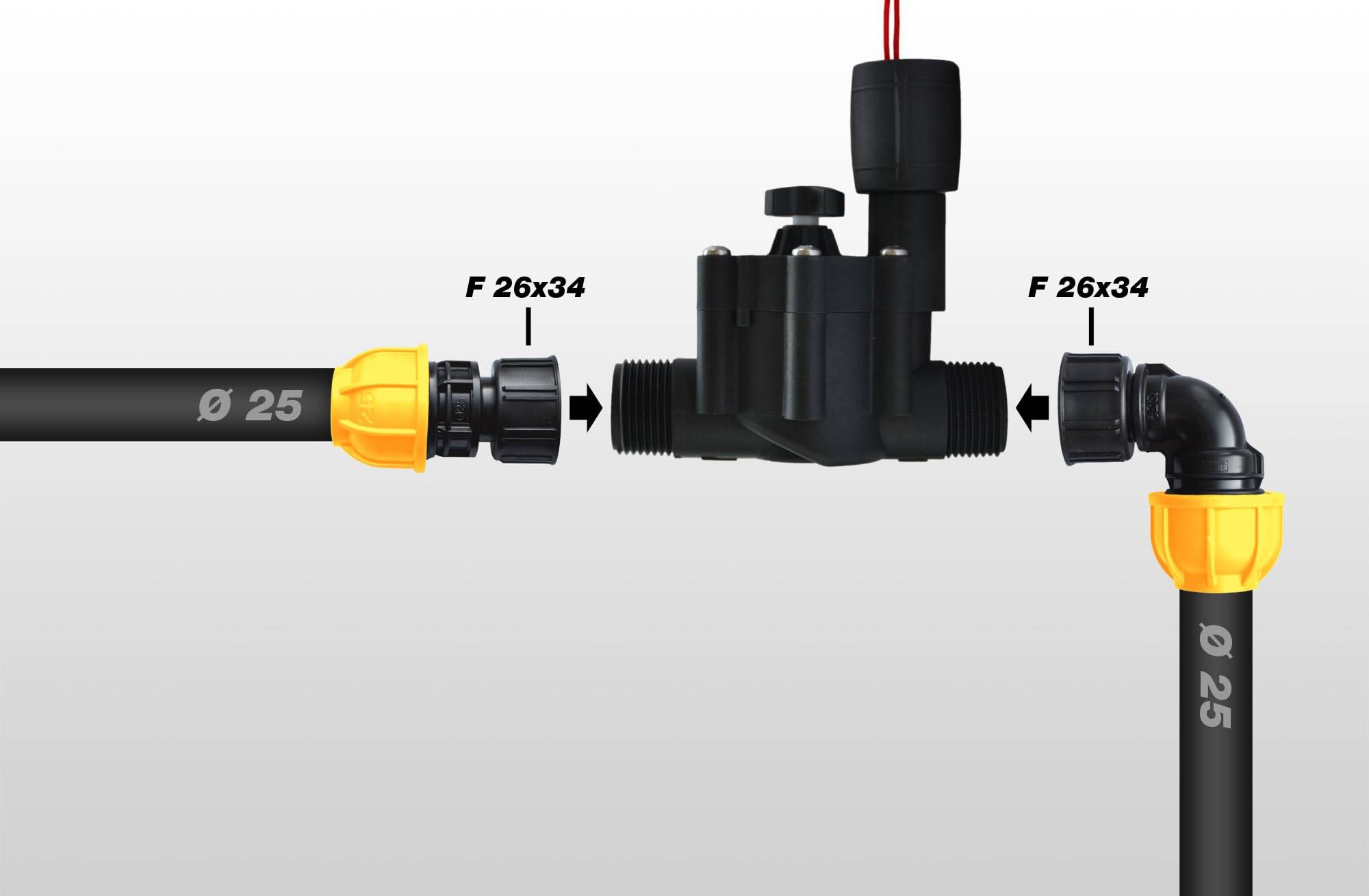 Jardibric - Jardibric - Coude Compression Ø25 26x34 (1") Femelle Écrou Tournant - Raccord Irrigation pour Arrosage Automatique Enterré PN10 - Image 2