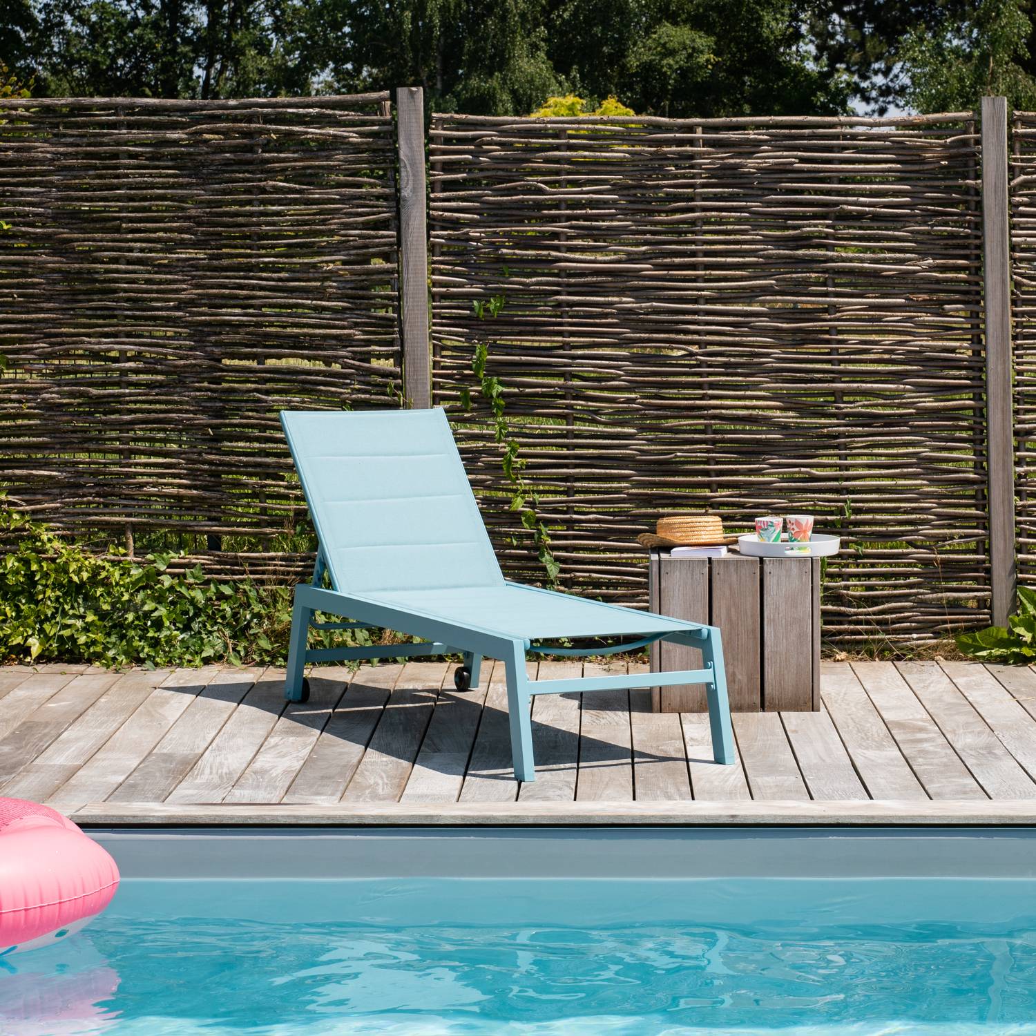 Happy Garden - Bain de soleil BARBADOS en textilène bleu clair - aluminium bleu clair - HAPPY GARDEN - Imagen 2