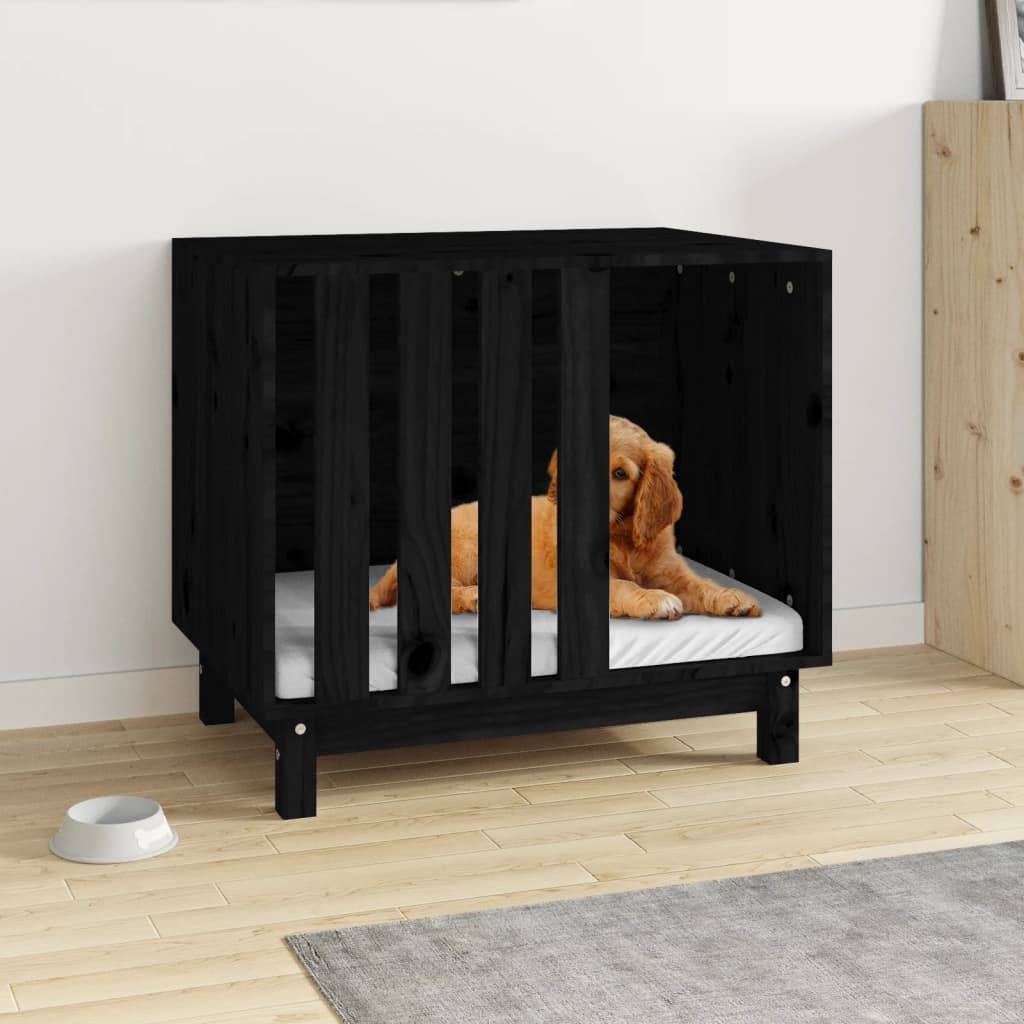 Vidaxl - Niche pour chien Noir 70x50x62 cm Bois de pin massif vidaXL 822485 - Image 1