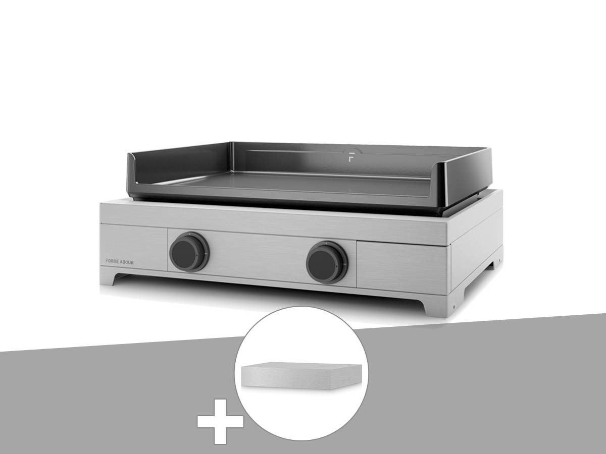 Forge Adour - Plancha gaz Modern 60 inox avec couvercle - Forge Adour