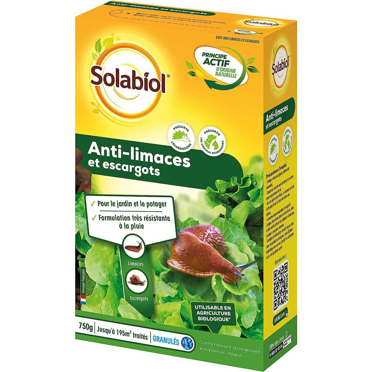 Solabiol - Anti-Babosas y caracoles - Caja de 750 grs - Utilizable en Agricultura Ecológica