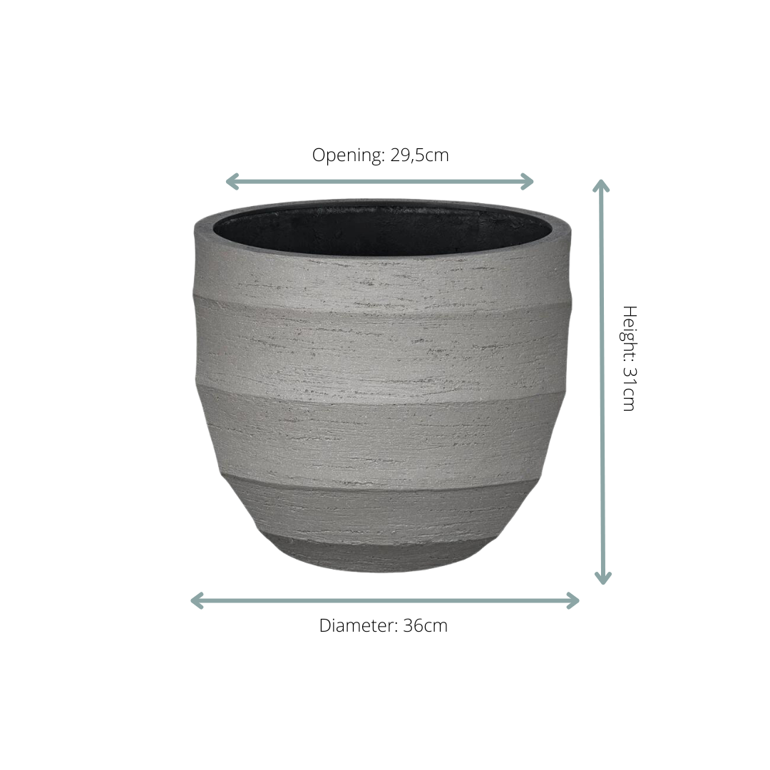 Pot de fleurs gris - D.36cm x H.31cm - Image 2