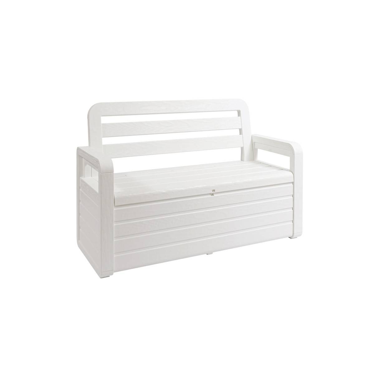 Coffre de Jardin en résine 270 Litres BLANC Effet bois 132 x 58 x H89 cm Protection Anti UV TOOMAX - Imagen 1