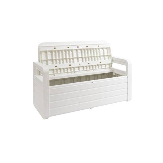 Coffre de Jardin en résine 270 Litres BLANC Effet bois 132 x 58 x H89 cm Protection Anti UV TOOMAX - Imagen 4