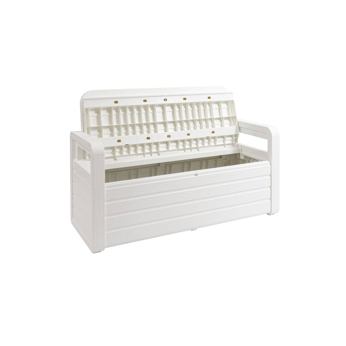 Coffre de Jardin en résine 270 Litres BLANC Effet bois 132 x 58 x H89 cm Protection Anti UV TOOMAX - Imagen 4