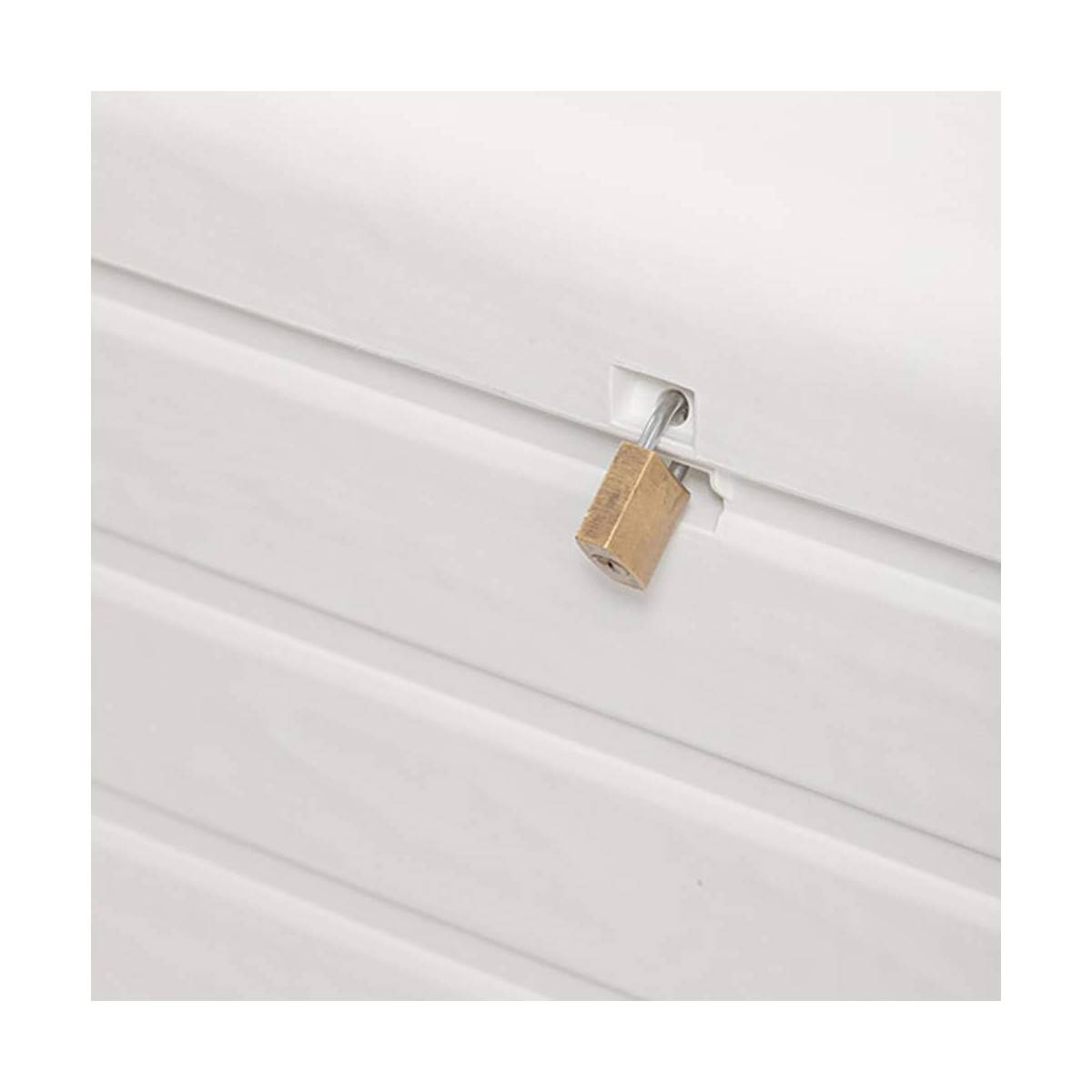 Coffre de Jardin en résine 270 Litres BLANC Effet bois 132 x 58 x H89 cm Protection Anti UV TOOMAX - Imagen 5
