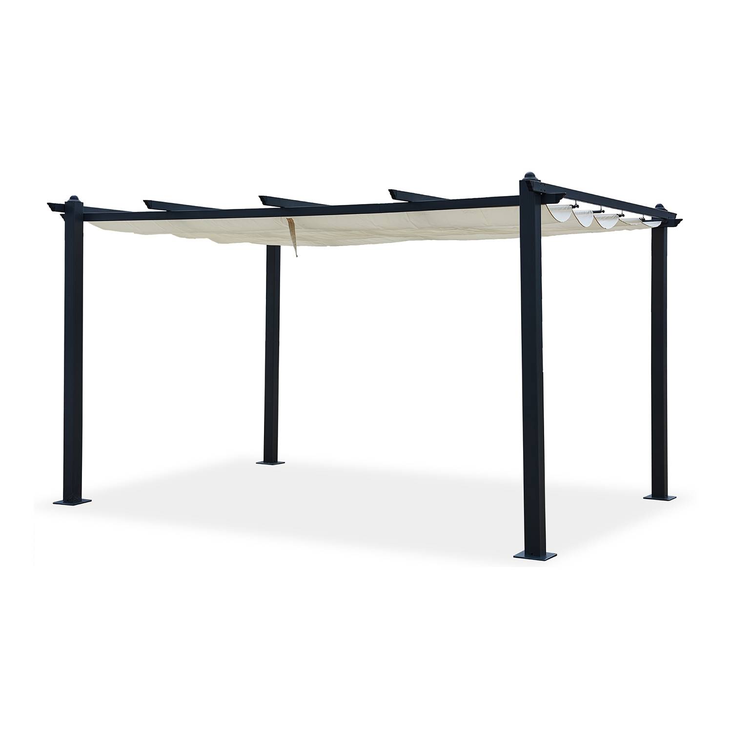 Pergola auto-portée 3 x 4 m avec toile rétractable beige NILA - Image 1