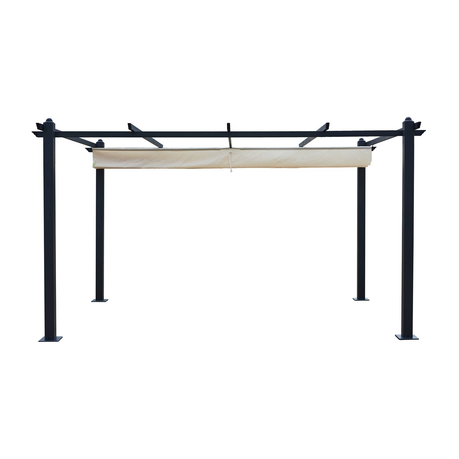 Pergola auto-portée 3 x 4 m avec toile rétractable beige NILA - Image 5