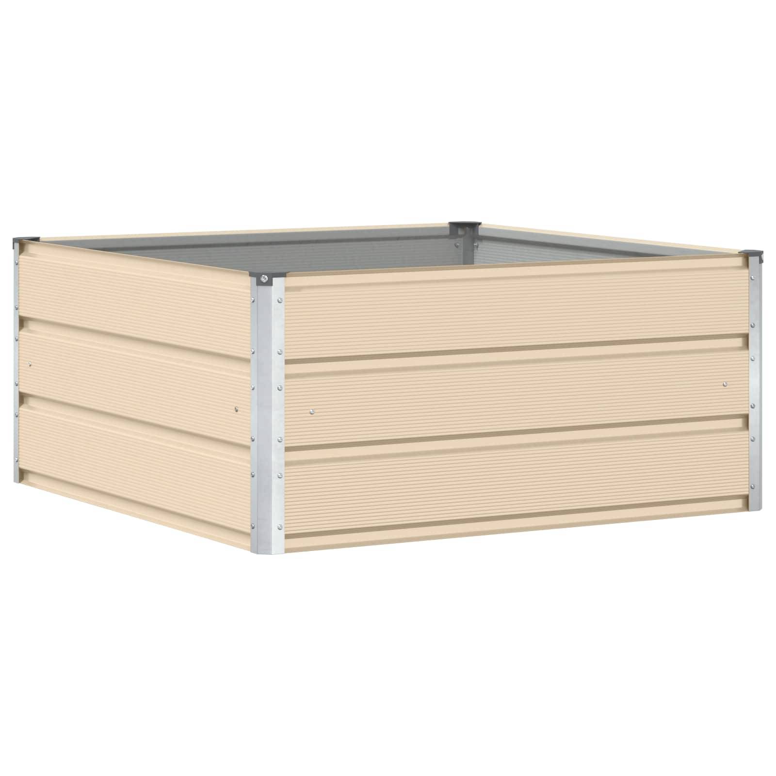 Helloshop26 - Jardinière moderne 100 x 100 x 45 cm style épuré usage extérieur en acier ivoire - Image 1