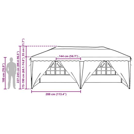 ComfortXL - Tente de réception pliante acier pour fêtes hauteur réglable 575x288cm vert - ComfortXL Outdoor Living - Image 10