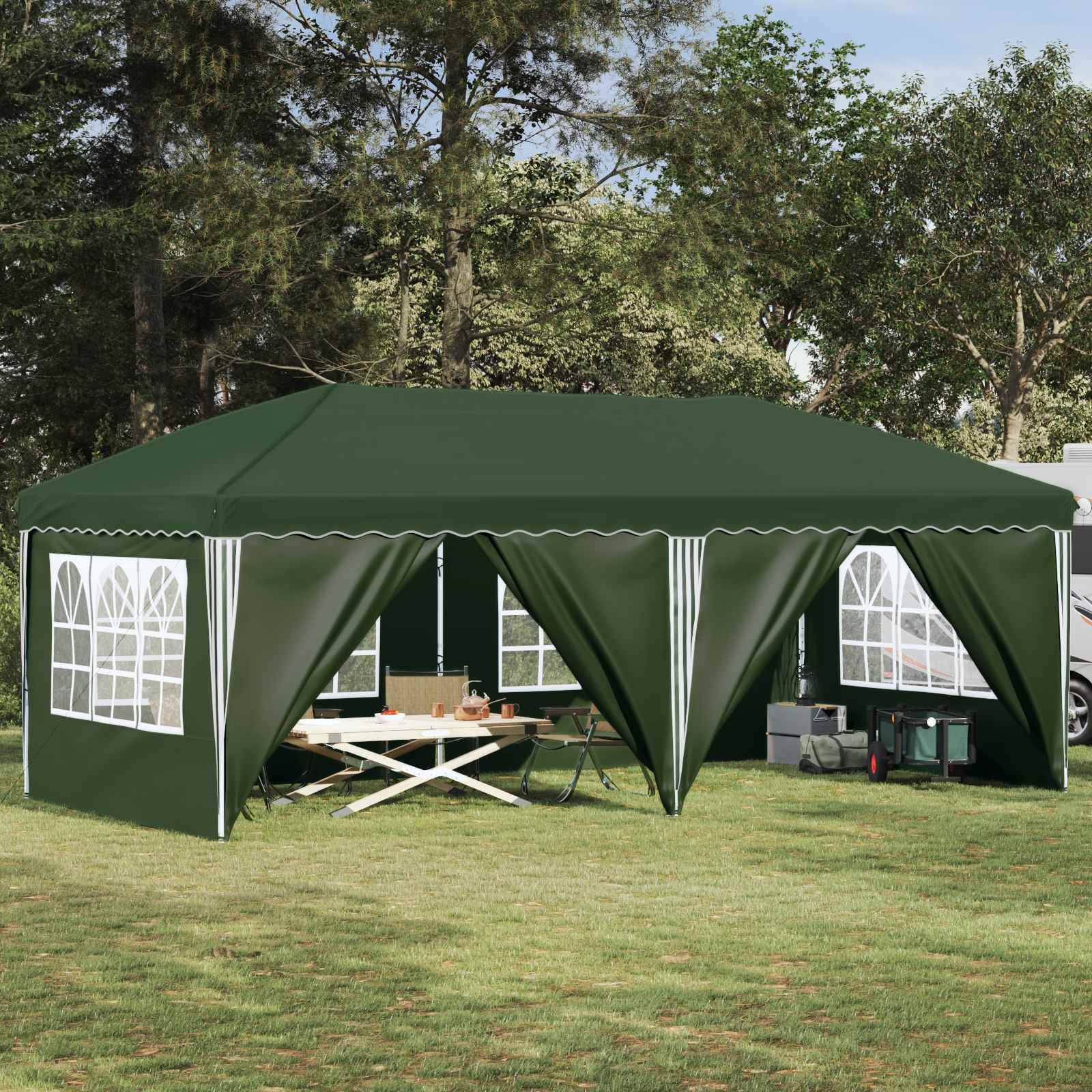 ComfortXL - Tente de réception pliante acier pour fêtes hauteur réglable 575x288cm vert - ComfortXL Outdoor Living - Image 1