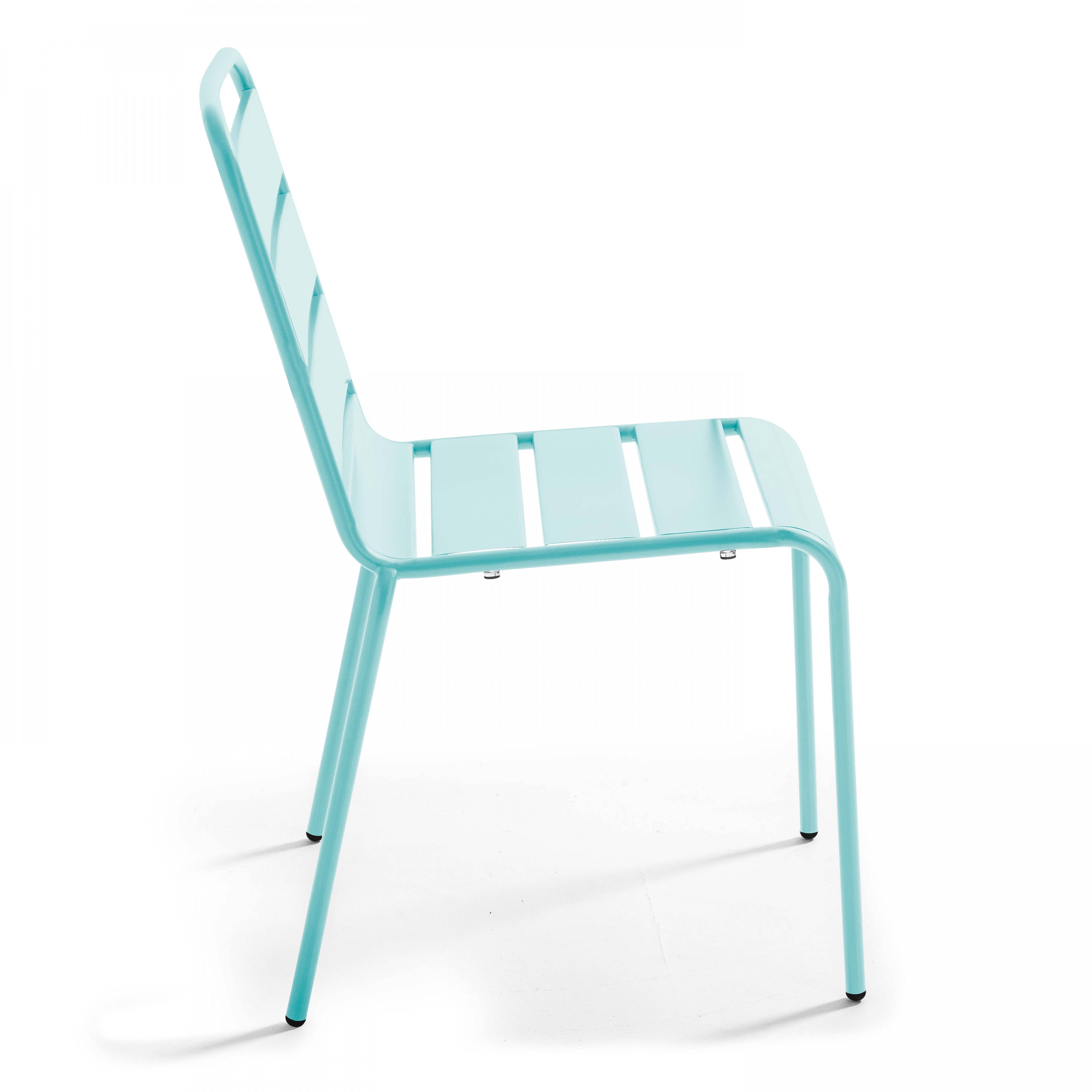 Oviala - Ensemble table de jardin ronde et 2 chaises métal turquoise Palavas - Oviala - Imagen 6