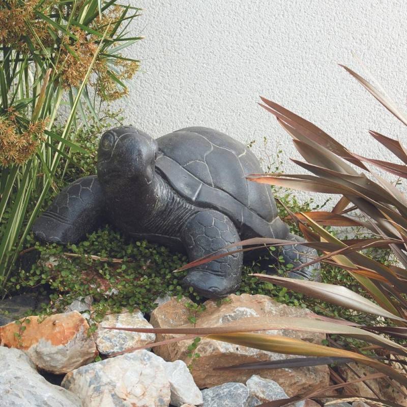 Jardinex - Statue jardin tortue L. 62 cm - Gris anthracite 25 cm - Jardinex - Imagen 2