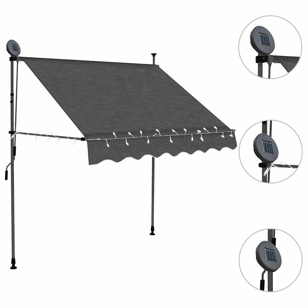 ComfortXL - Store Balcon LED Solaire sans Perçage Manuel Rétractable Anti-UV pour Fenêtre Anthracite 100x120 cm – ComfortXL Outdoor Living - Image 3