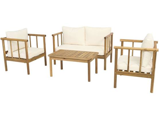 Salon De Jardin En Bois Avec Coussins Inclus "milano" - 4 Places - Beige -habitat Et Jardin - Image 4