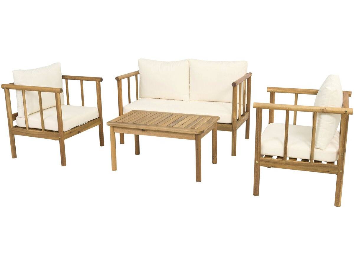 Salon De Jardin En Bois Avec Coussins Inclus "milano" - 4 Places - Beige -habitat Et Jardin - Image 4