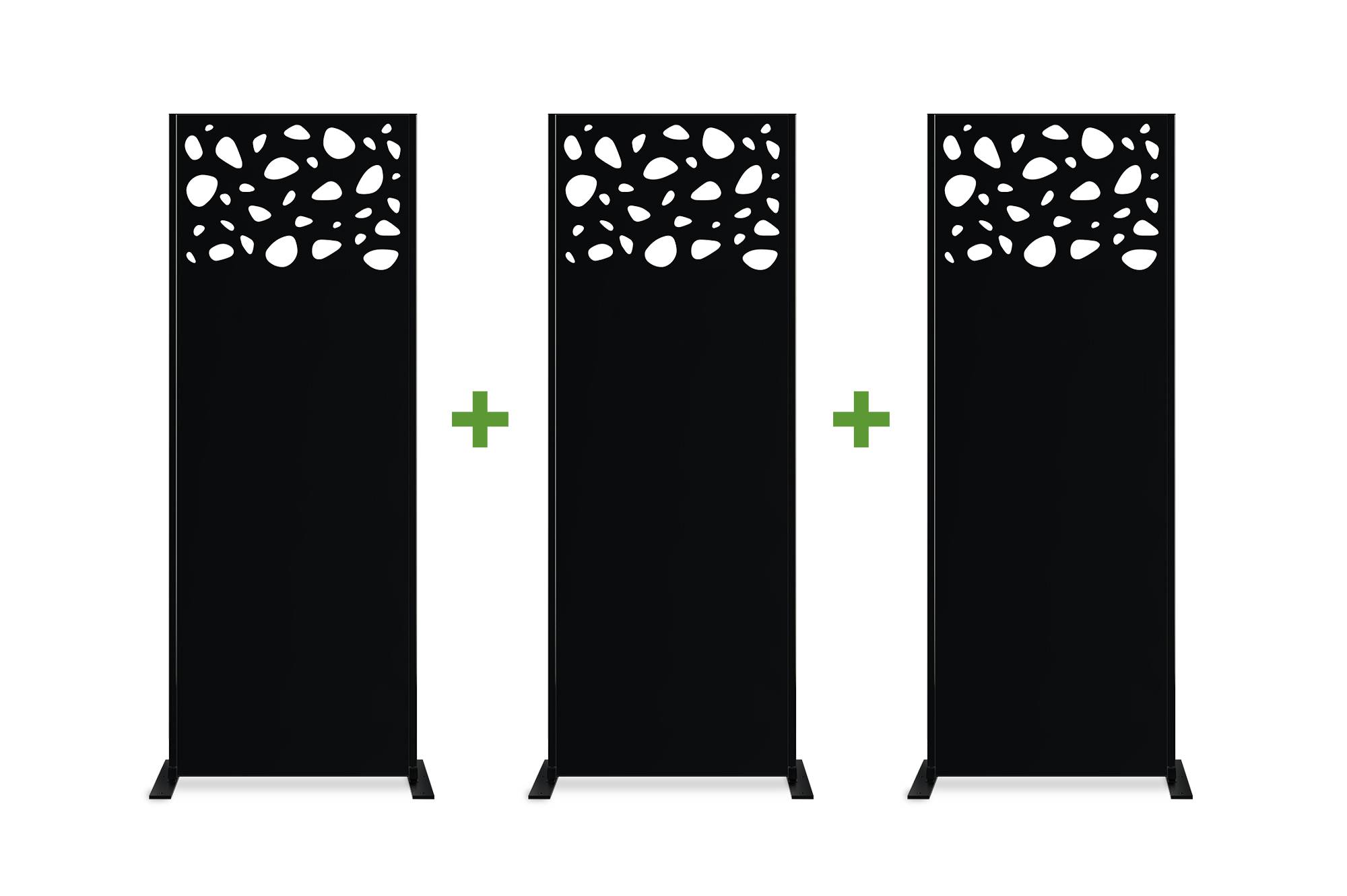Casanoov Lot de 3 panneaux décoratifs SUNNY Noir H.160  cm motifs sur le haut - Image 1