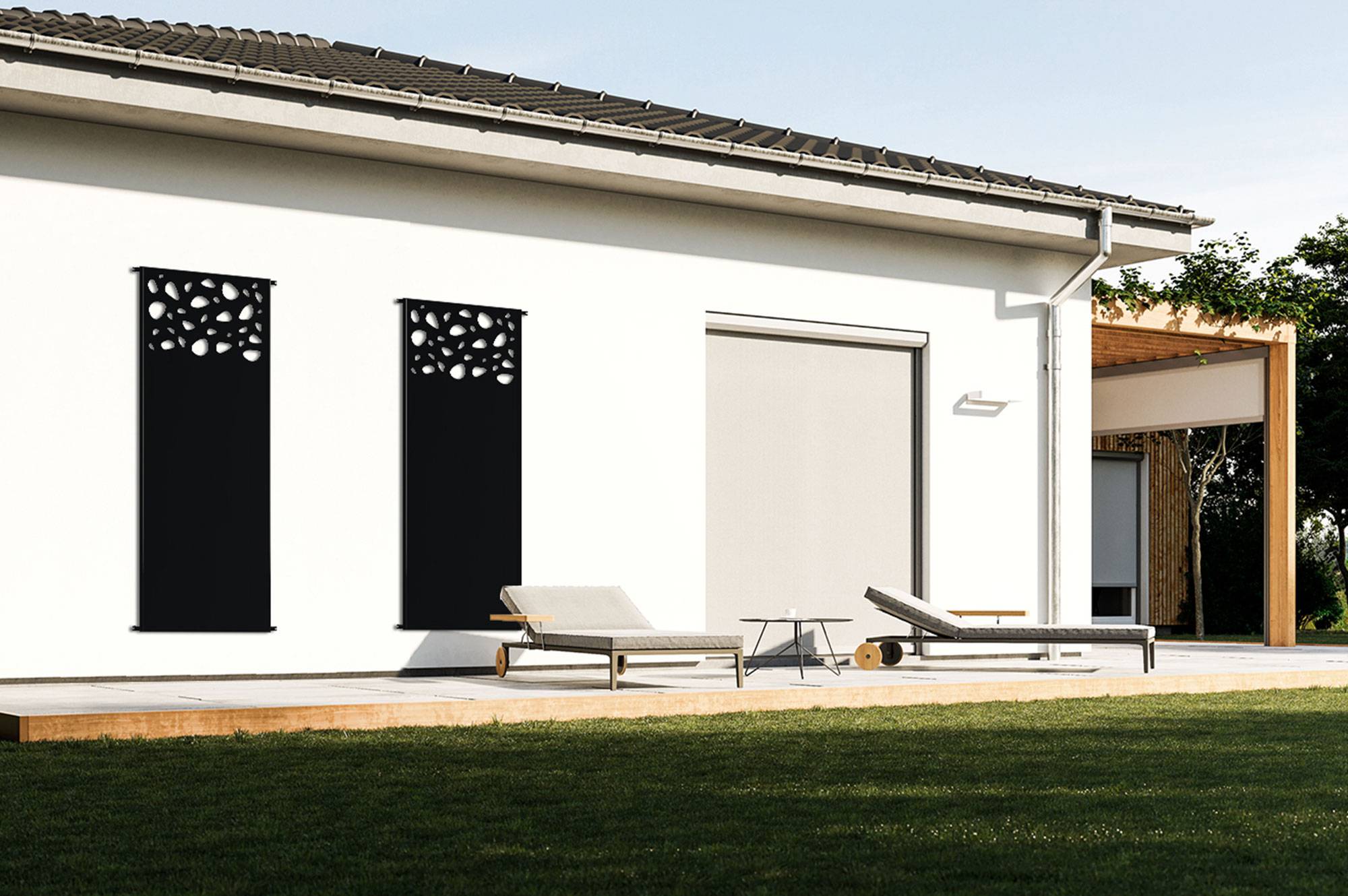 Casanoov Lot de 3 panneaux décoratifs SUNNY Noir H.160  cm motifs sur le haut - Image 7
