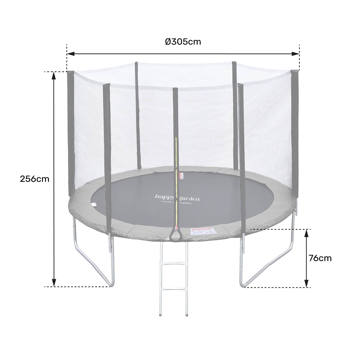 Happy Garden - Pack Premium Trampoline 305cm réversible vert / bleu ADELAÏDE + filet, échelle, bâche et kit d'ancrage - HAPPY GARDEN - Image 7