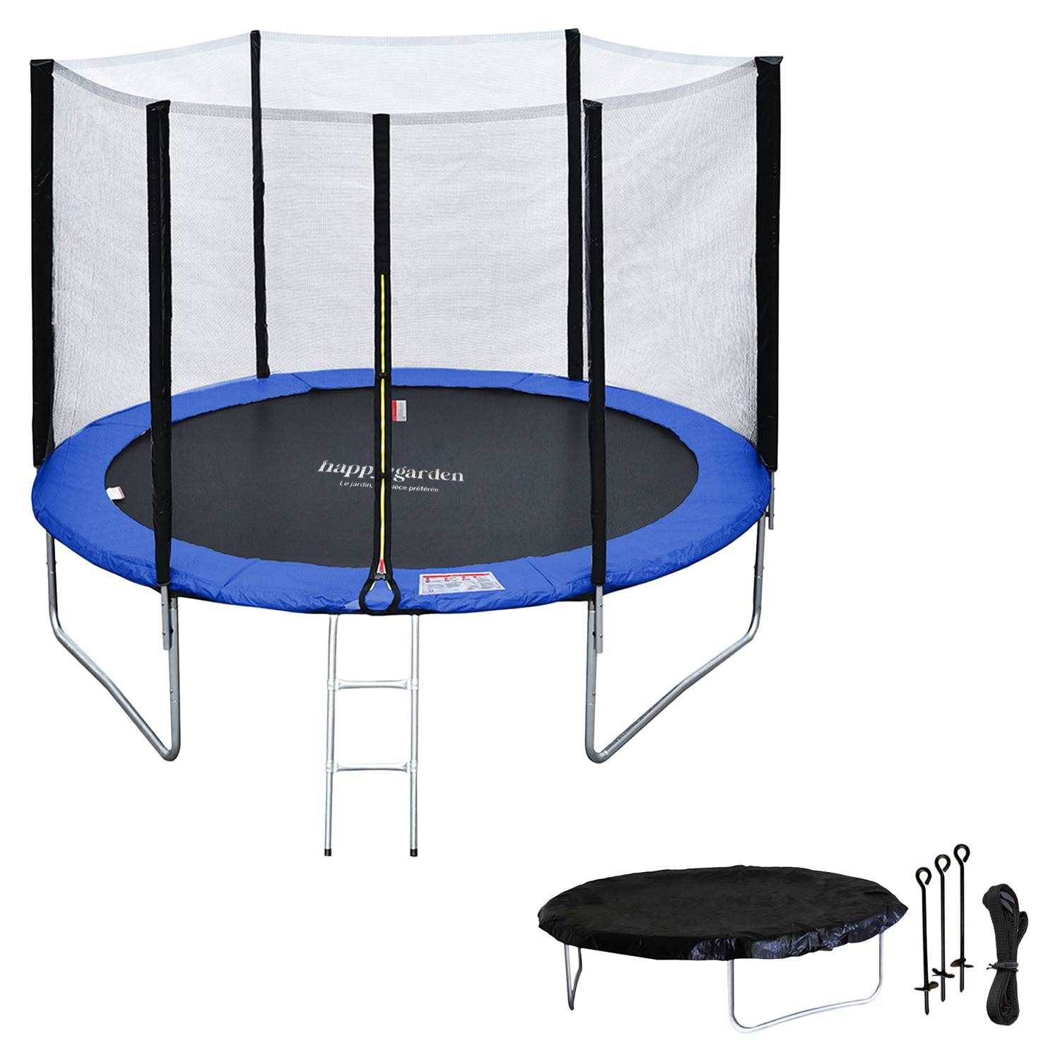 Happy Garden - Pack Premium Trampoline 305cm réversible vert / bleu ADELAÏDE + filet, échelle, bâche et kit d'ancrage - HAPPY GARDEN - Image 2