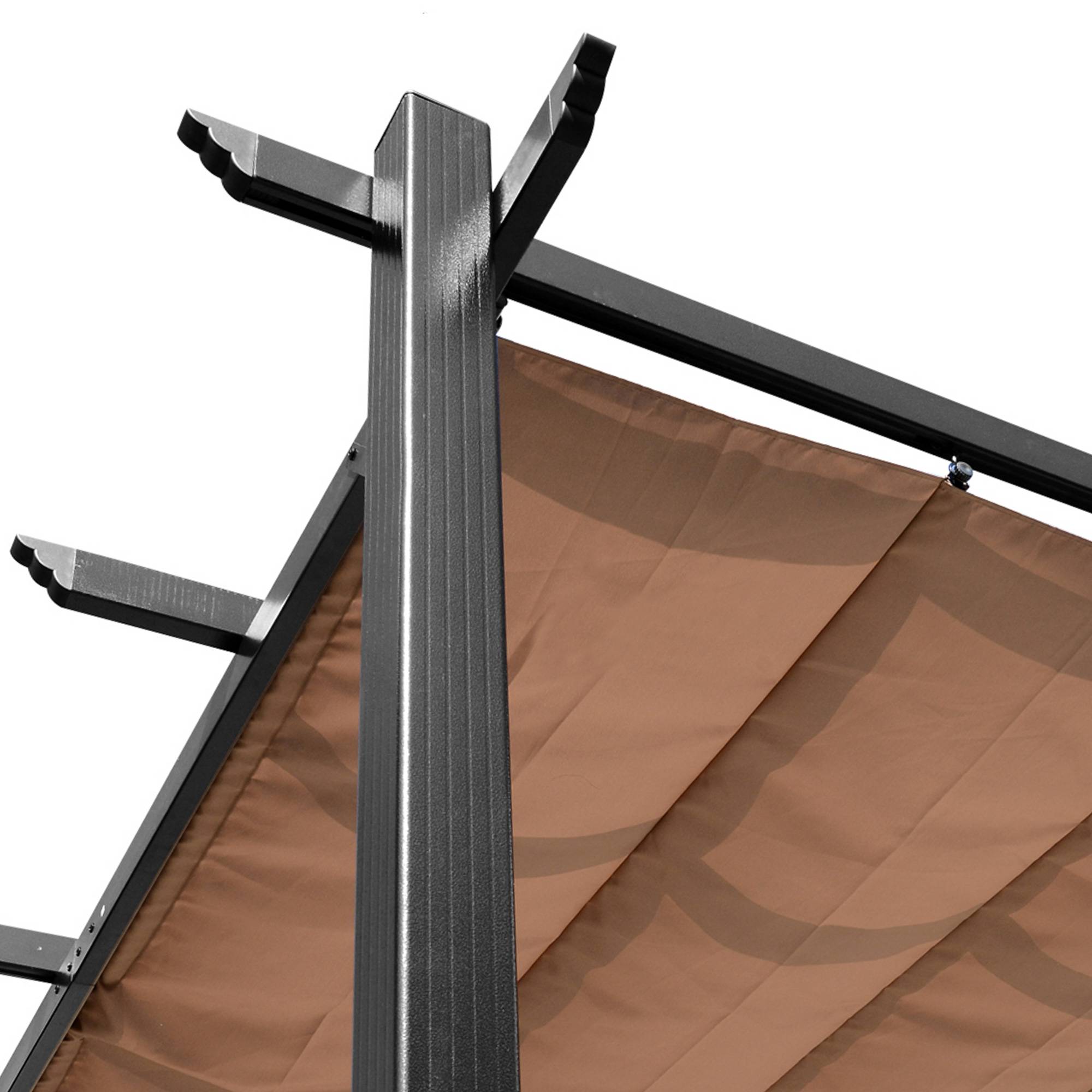 PANGIVO - Pergola en aluminium avec toit ajustable 300 x 400 x 223 cm gris et marron - PANGIVO - Image 8