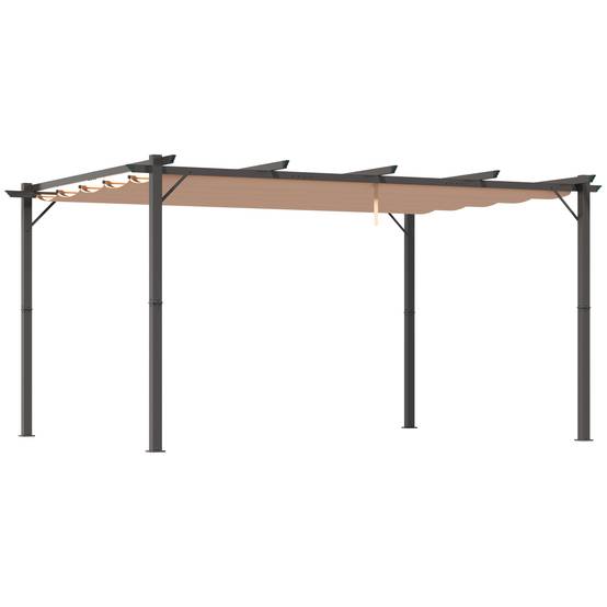 PANGIVO - Pergola en aluminium avec toit ajustable 300 x 400 x 223 cm gris et marron - PANGIVO - Image 1