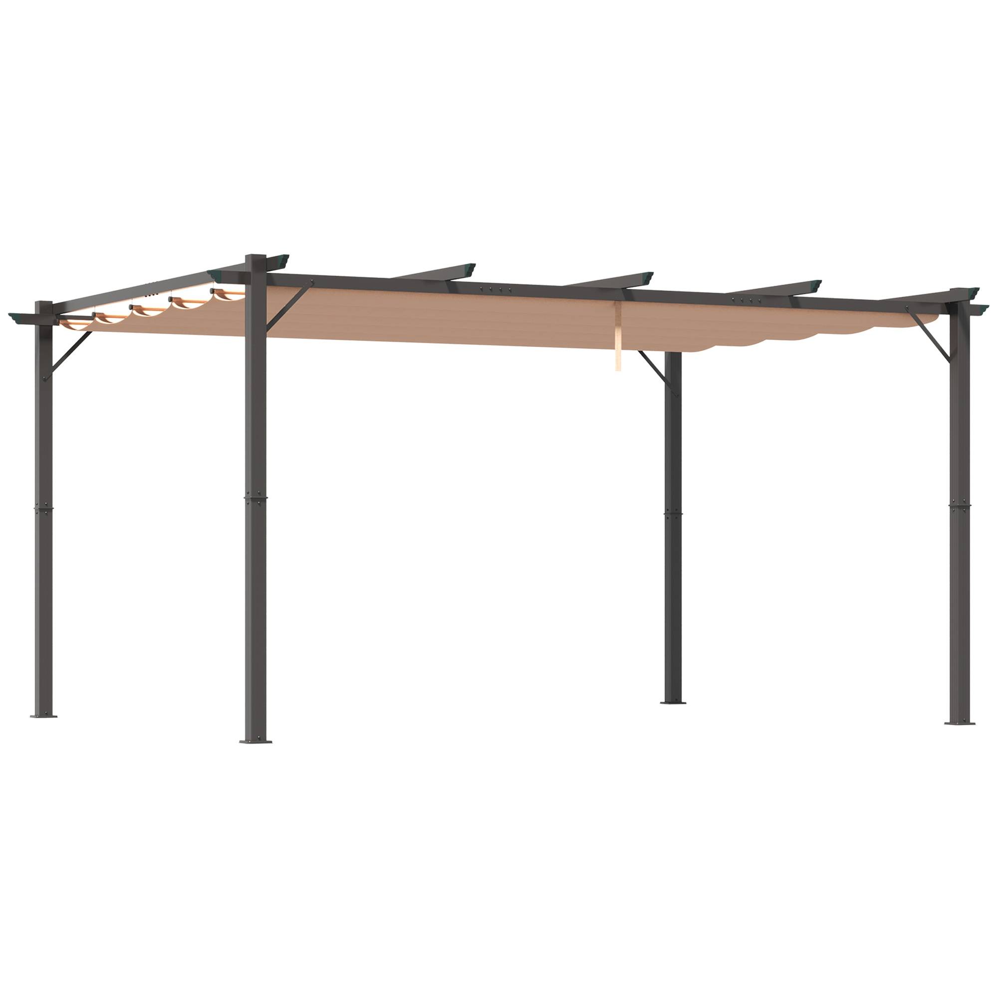 PANGIVO - Pergola en aluminium avec toit ajustable 300 x 400 x 223 cm gris et marron - PANGIVO - Image 1
