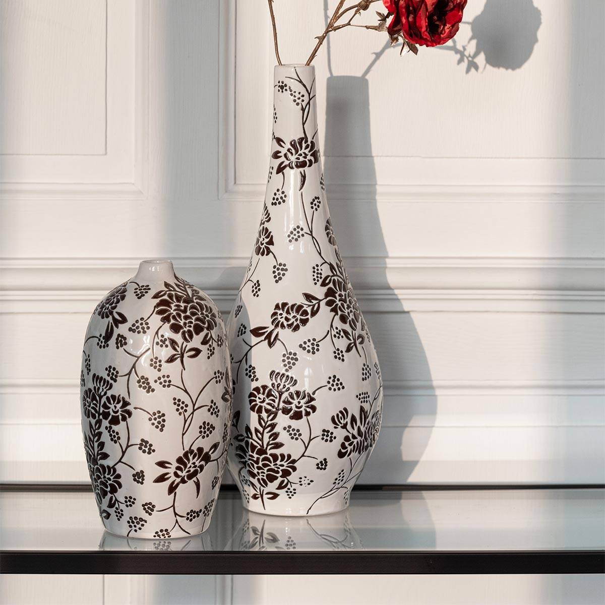 J-Line - Vase Déco en Porcelaine "Zen" 24cm Noir & Blanc - Image 3