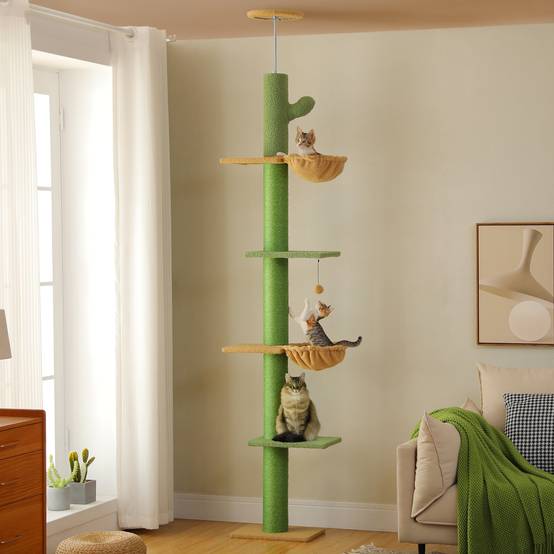 Arbre à Chat XXL du Sol au Plafond – 5 Niveaux, Tout Sisal PAWZ Road - Image 3