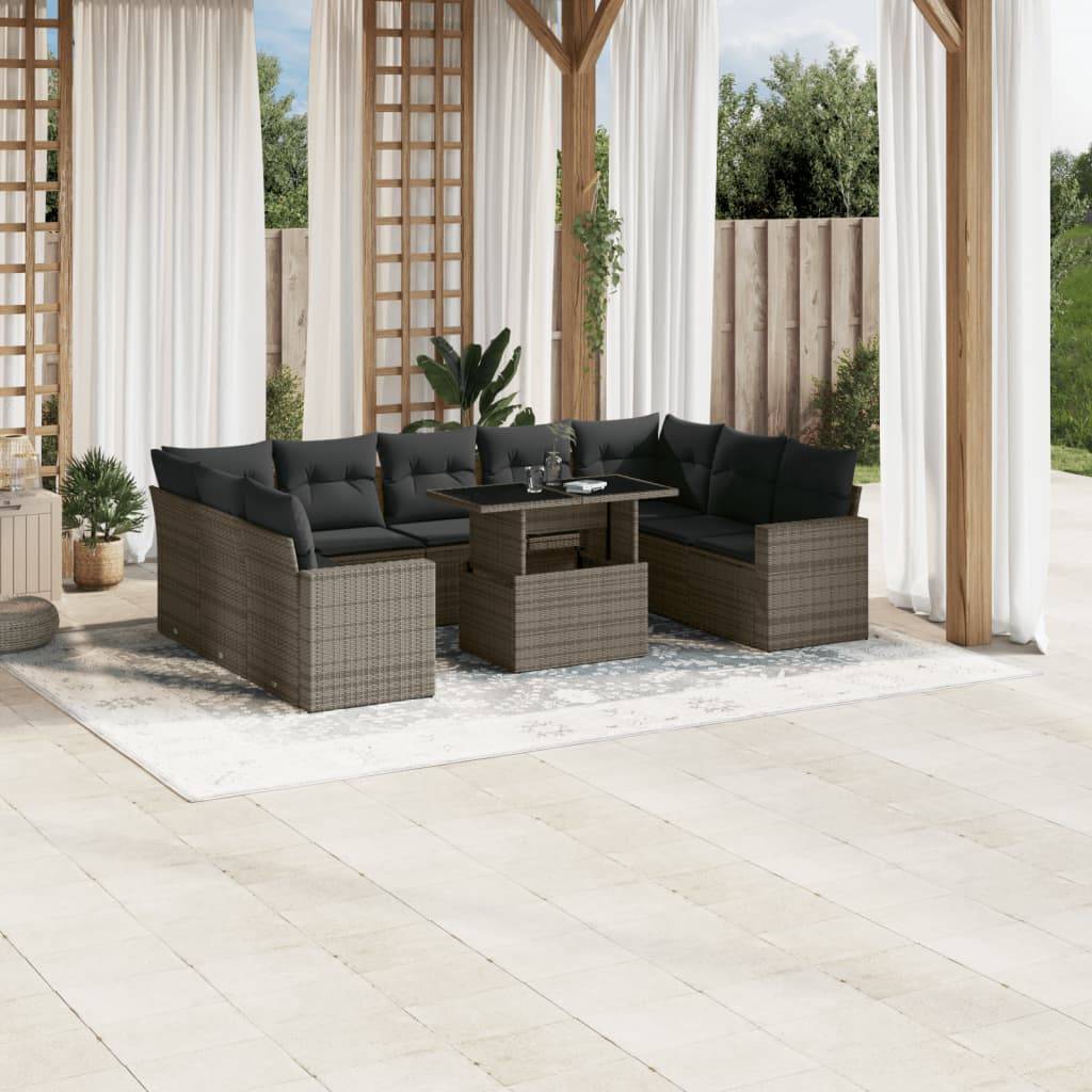 ComfortXL - Salon de jardin modulable 10 pcs résine tressée table à hauteur ajustable gris – ComfortXL Outdoor Living - Image 1