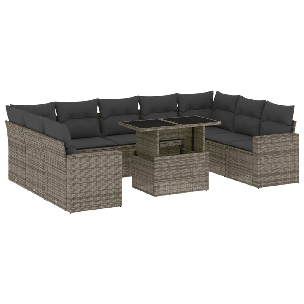 ComfortXL - Salon de jardin modulable 10 pcs résine tressée table à hauteur ajustable gris – ComfortXL Outdoor Living - Image 2