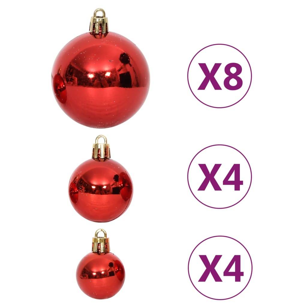 Ensemble de boules de Noël - Ornements de Noël - décorations de Noël 64 pcs Rouge et blanc - Image 7