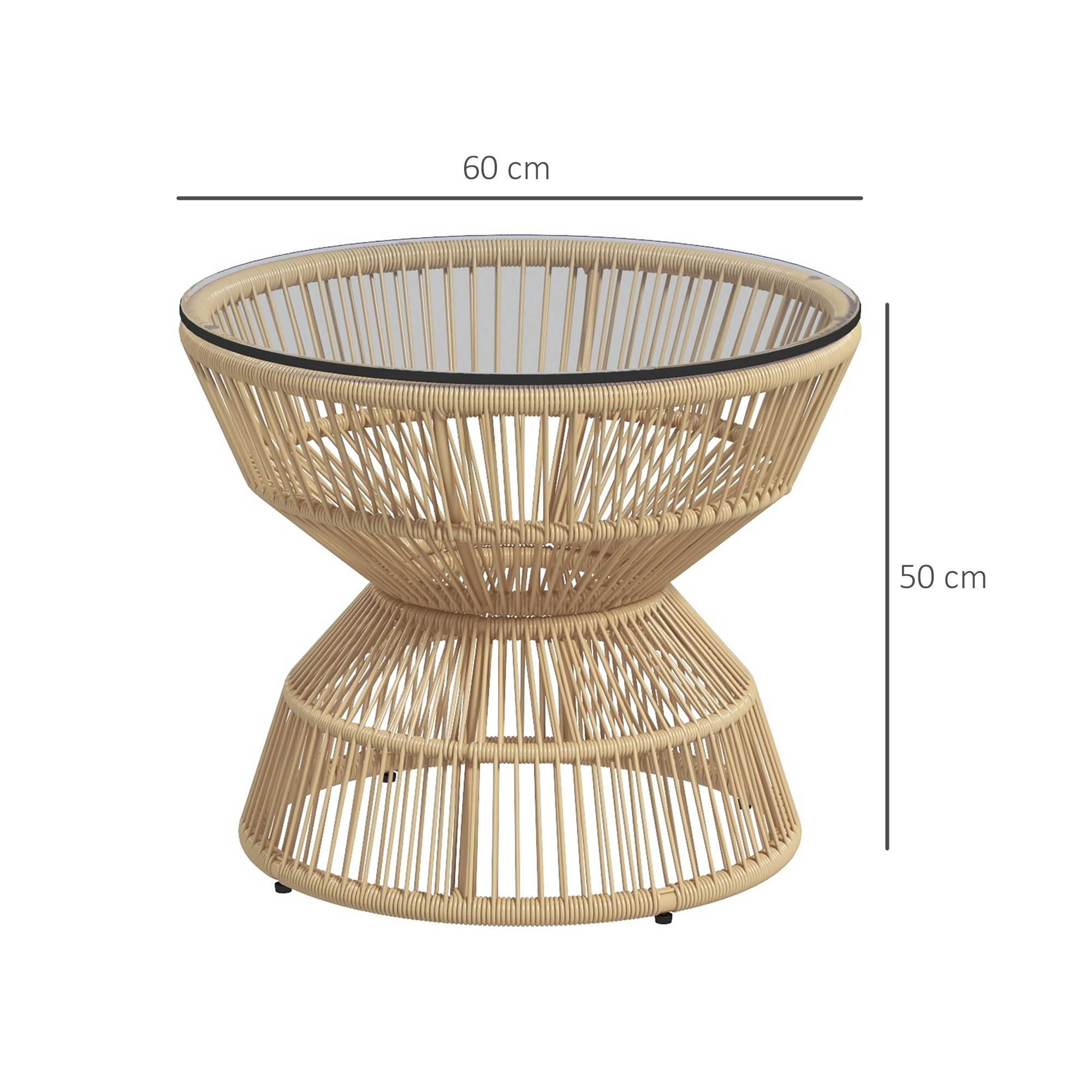 Table d'appoint en rotin et verre, bois naturel, Ø60 x 50 cm - PANGIVO - Image 3