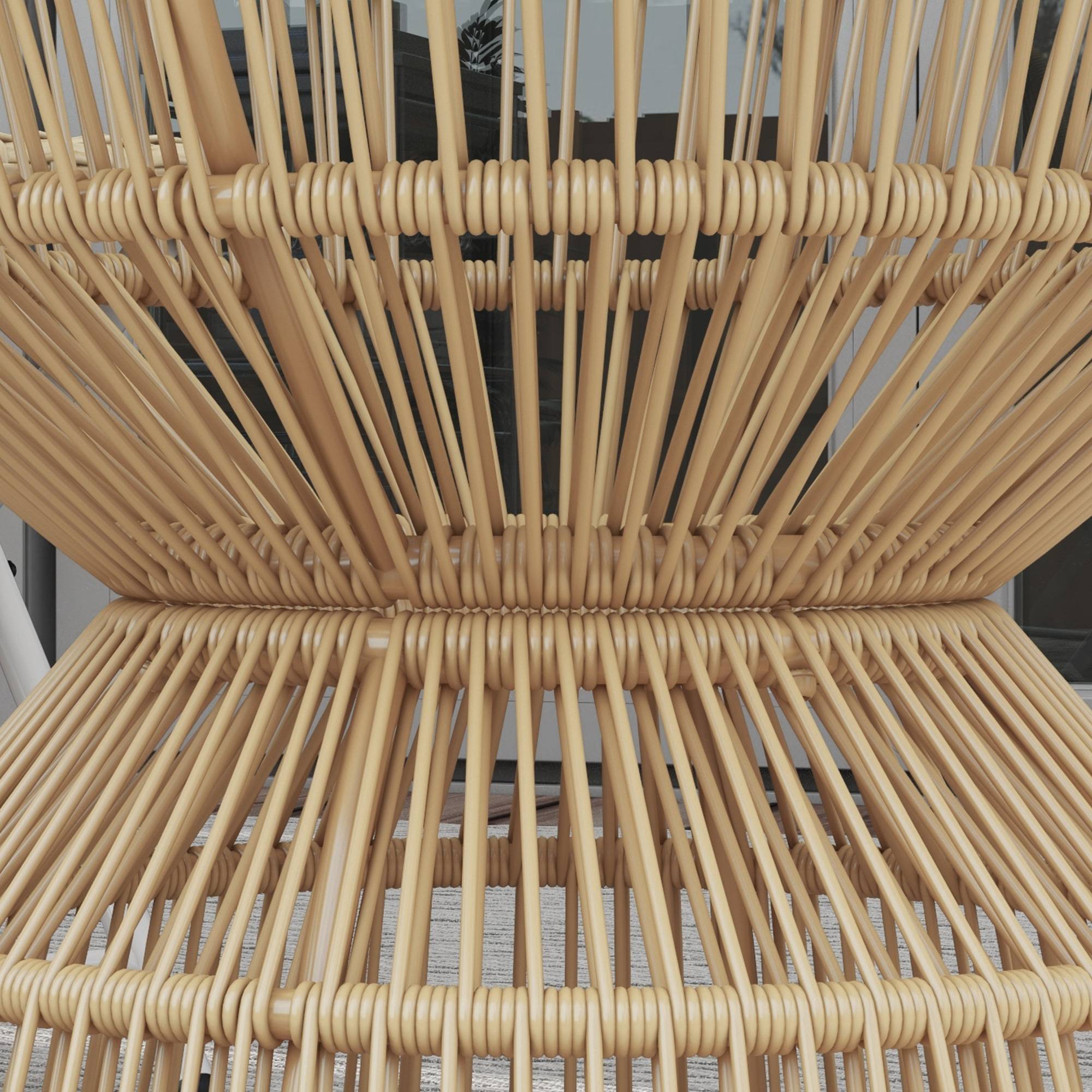 Table d'appoint en rotin et verre, bois naturel, Ø60 x 50 cm - PANGIVO - Image 8