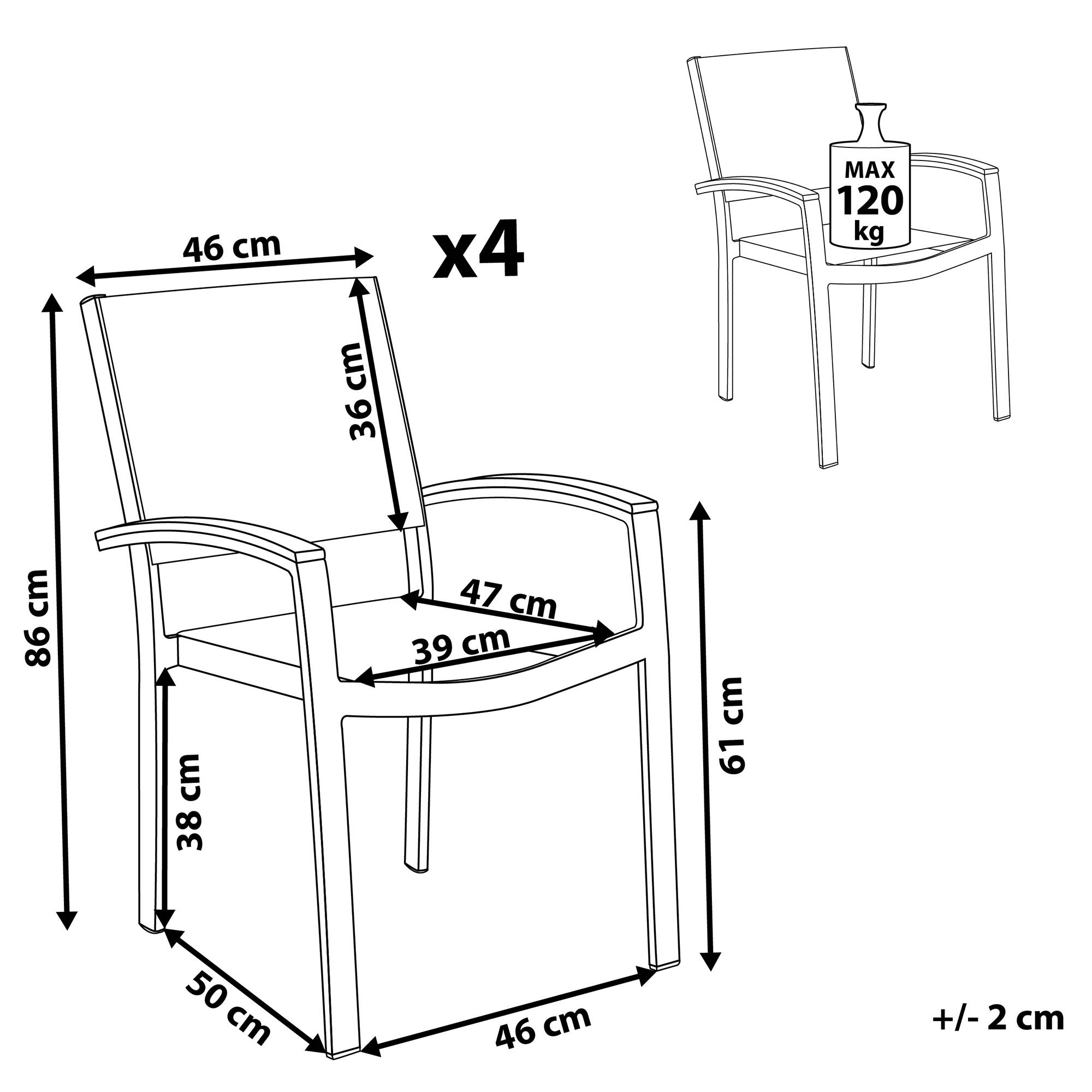 Beliani - Chaise de jardin Aluminium Gris PERETA - 46x50x86- Beliani - Image 3