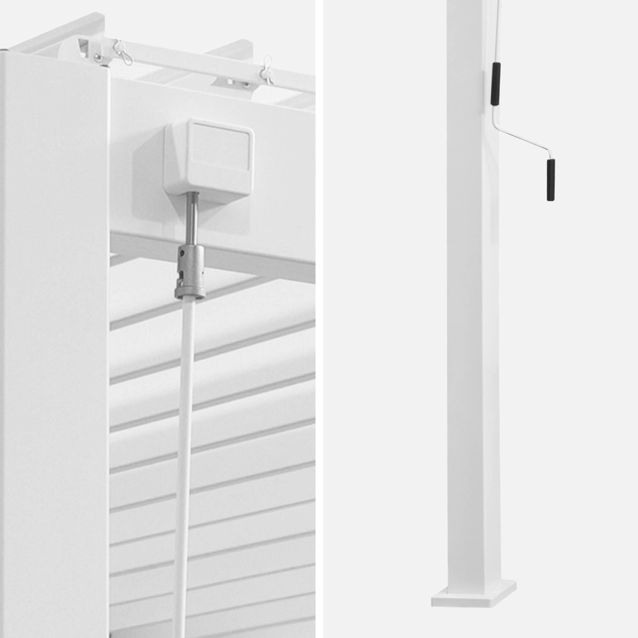 Pergola bioclimatique aluminium adossée 4x3m + 1 store 4m blanc Triomphe | sweeek - Image 3