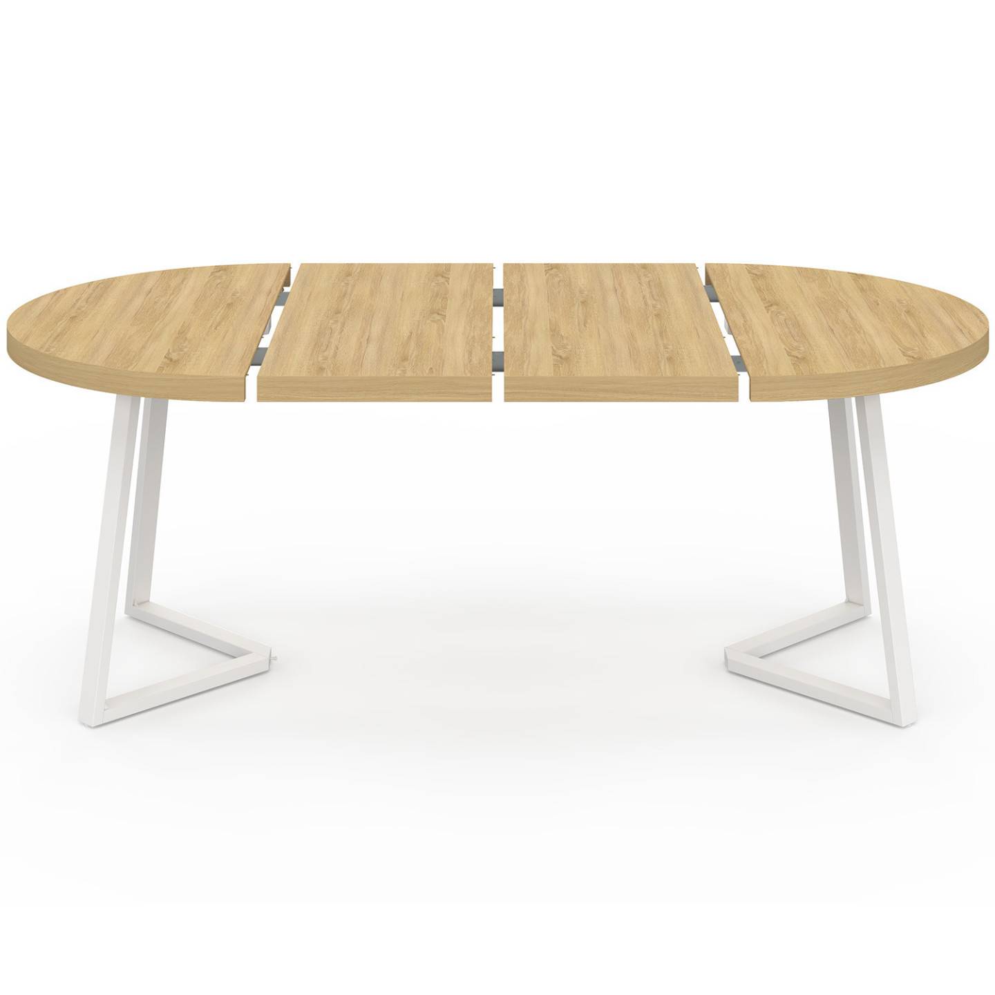 Table à manger extensible ronde SELMA 4-10 personnes bois et blanc 110-200 cm - Image 5