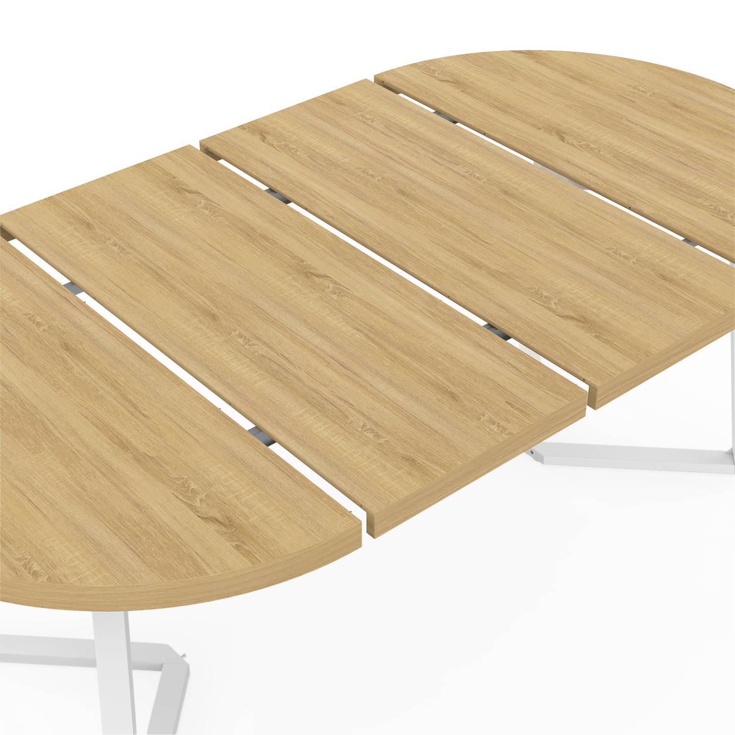Table à manger extensible ronde SELMA 4-10 personnes bois et blanc 110-200 cm - Image 7