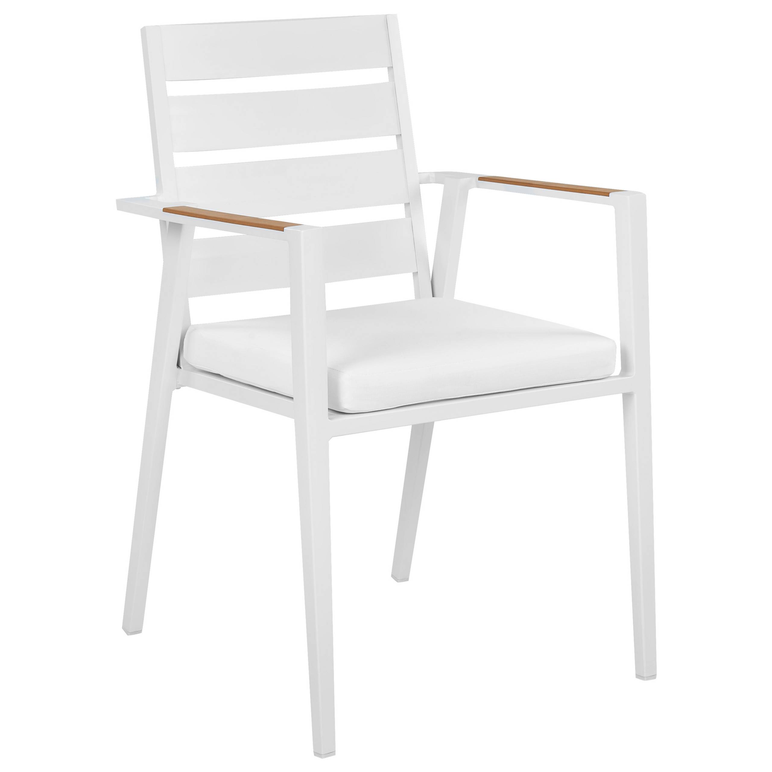 Beliani - Set 4 Chaises de Jardin Blanc en Aluminium avec Coussins d'Assise en Polyester Mobilier d'Extérieur Moderne Dossier Latté - Imagen 4