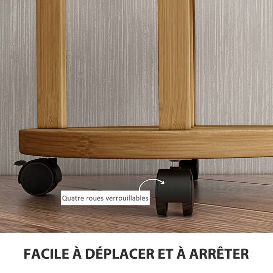 Étagère à Plantes en Bambou 5 Niveaux Ronds sur Roulettes pour Salon et Balcon 90 cm - ComfortXL Outdoor Living - Image 8