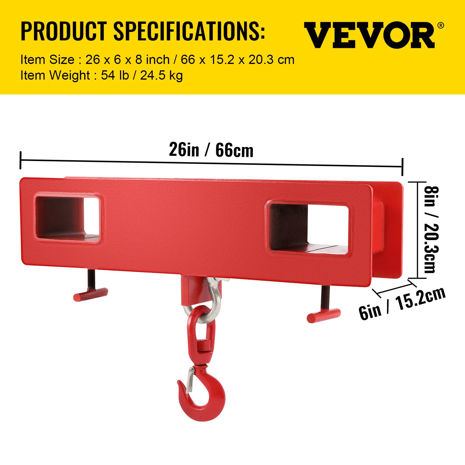 VEVOR Crochet de levage pour chariot élévateur, double fourche, capacité 2t. Acier pour entrepôts. - Image 7