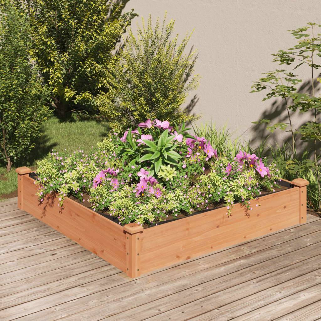 ComfortXL - Grand carré potager bois massif avec doublure jardin marron 120x120cm – ComfortXL Outdoor Living