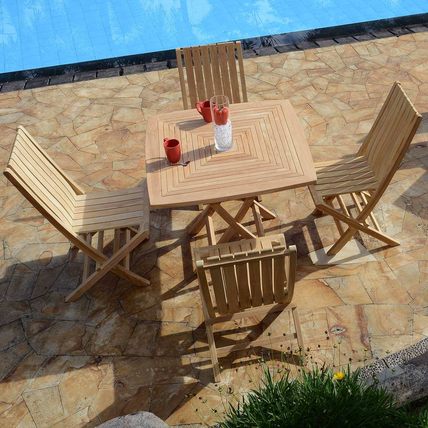 Salon de jardin en teck massif Antibes, 4 places - TECK'Attitude - Image 2