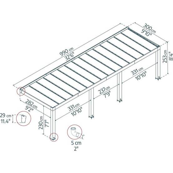 Canopia - Canopia Pergola Helsinki 3 x 10 m Pergola en bois de cèdre - Imagen 3