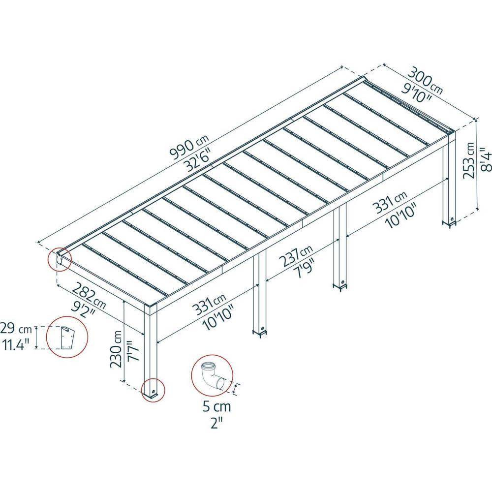 Canopia - Canopia Pergola Helsinki 3 x 10 m Pergola en bois de cèdre - Imagen 3